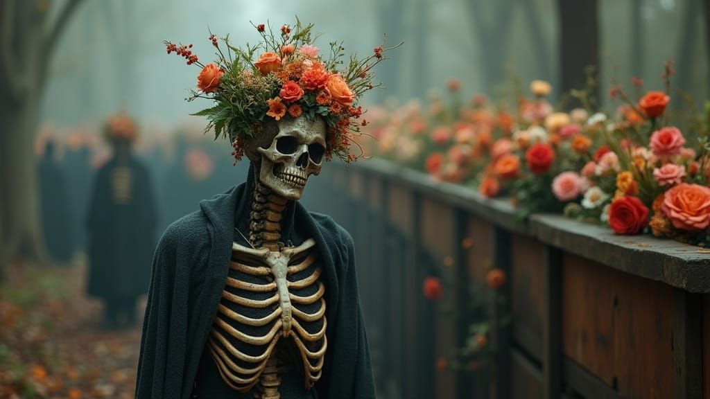 Spectral Figure in Gothic Funeral Procession