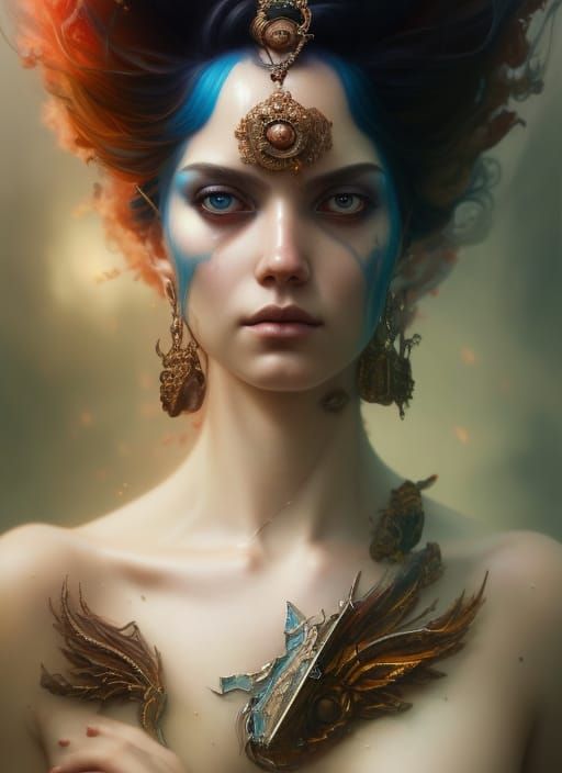 Detailed Portrait of Woman on Beach in Digital Art Style