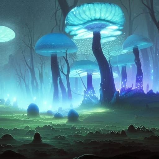 Alien Fungal Landscape Concept Art in Fantasy Style