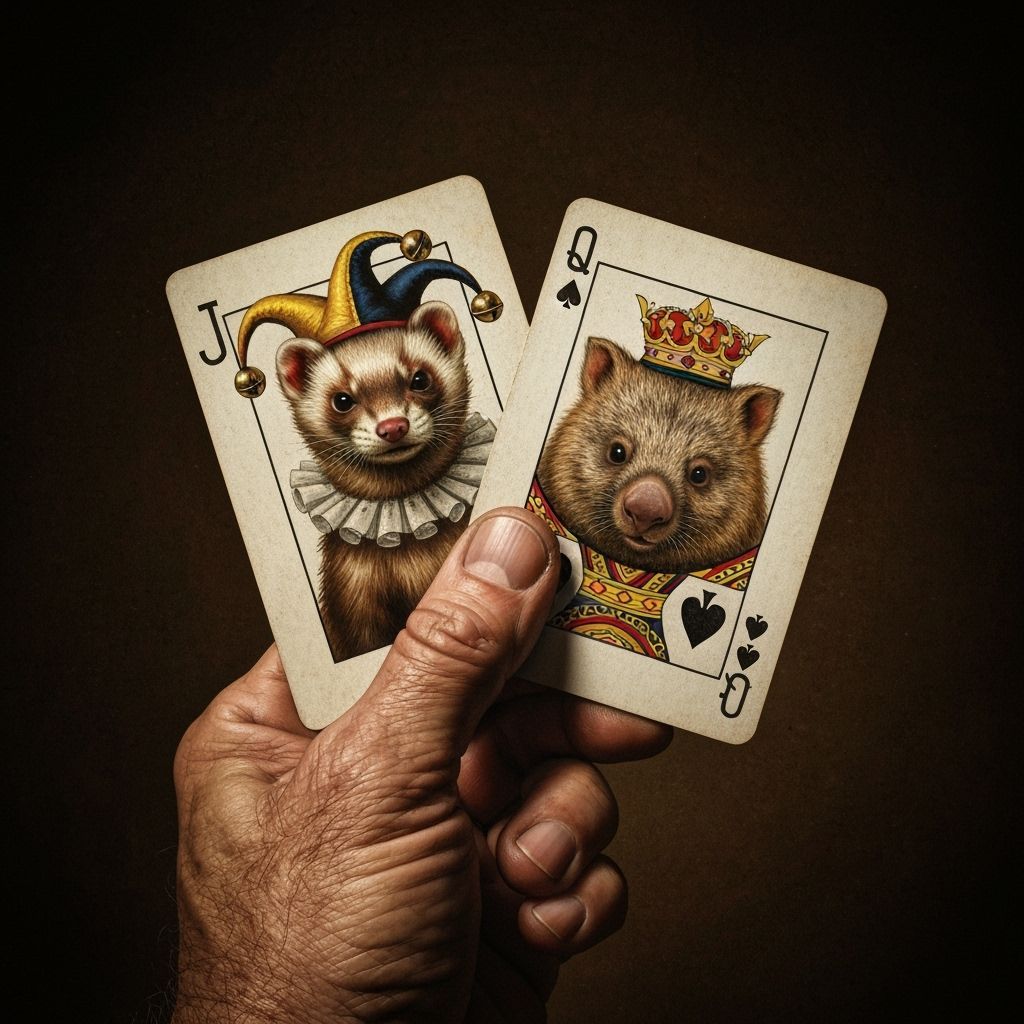 Ferret Joker and Wombat Queen of Spades Playing Cards in Dut...