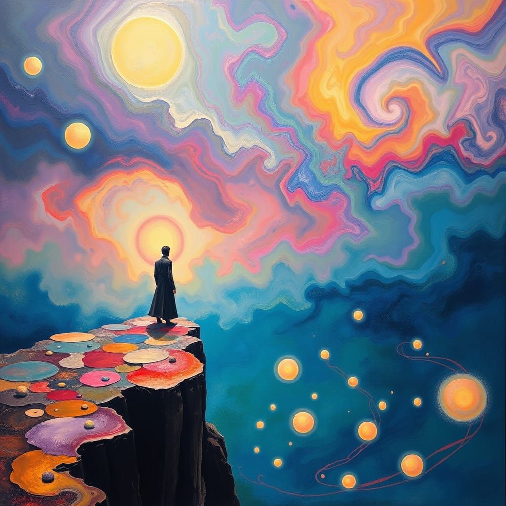 Surreal Dreamscape of Uncertainty in Vibrant, Swirling Color...