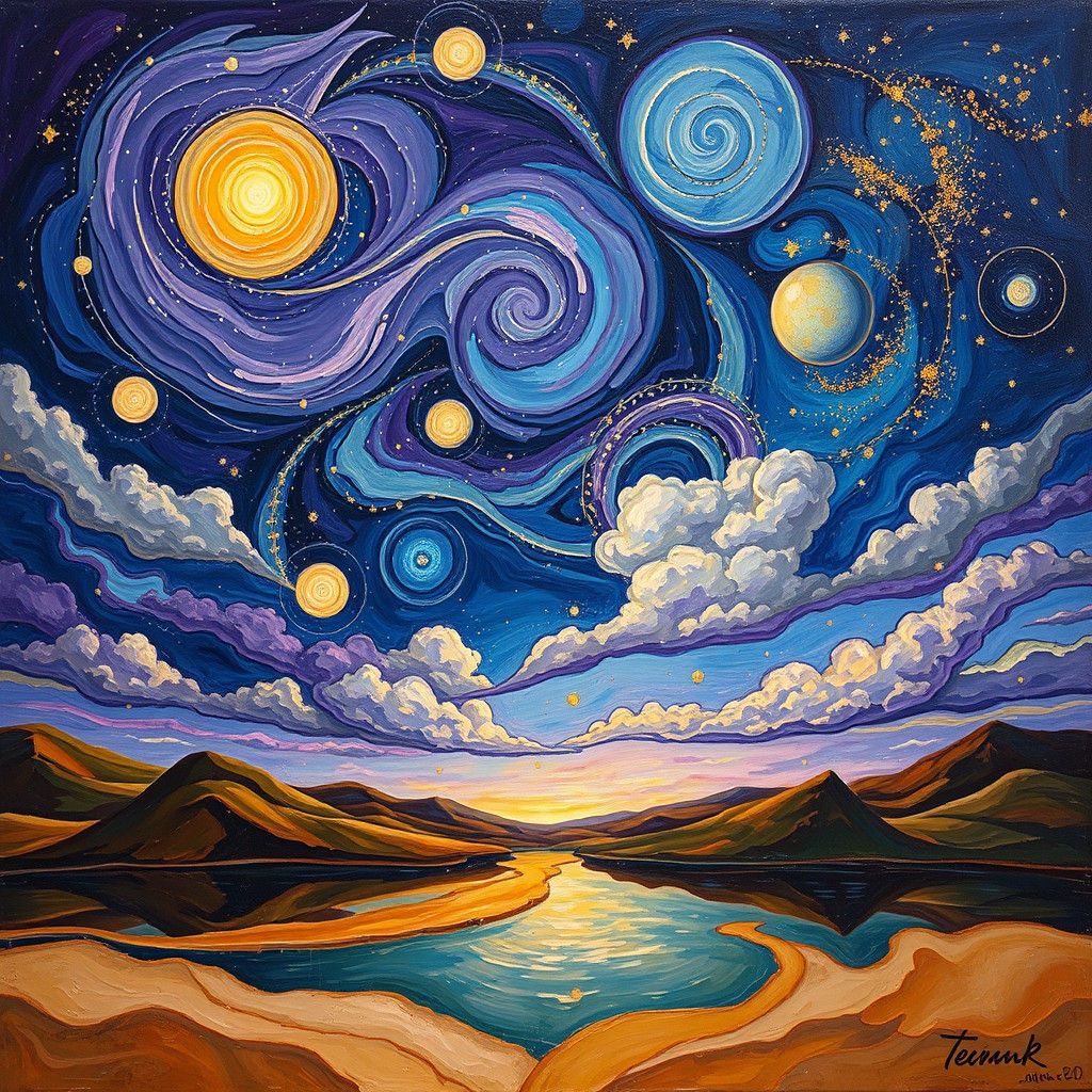 Cosmic Landscape in Neo-Expressionist Style