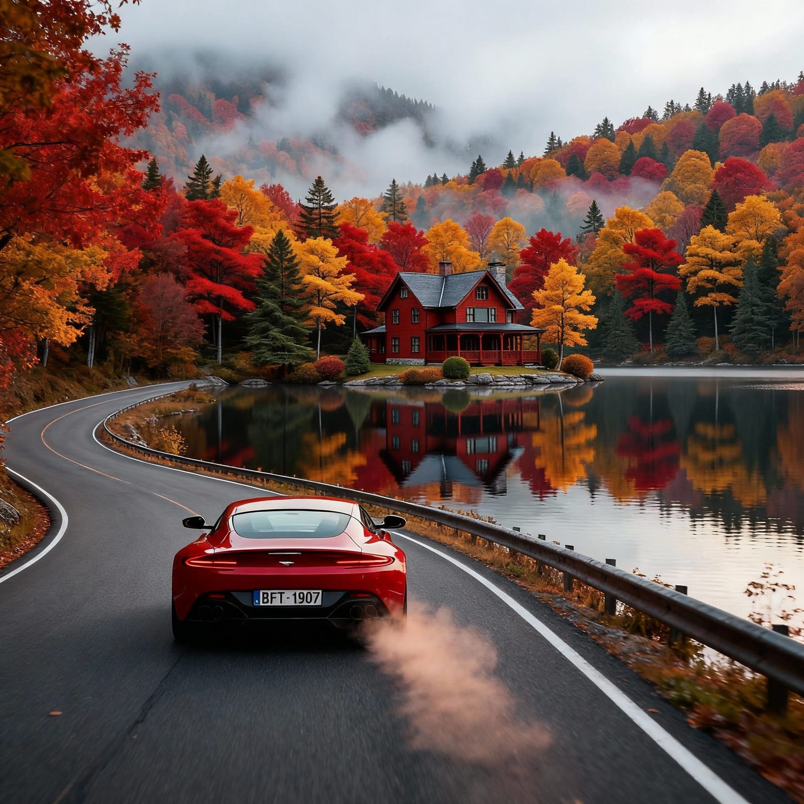 Car Driving Home at Sunset