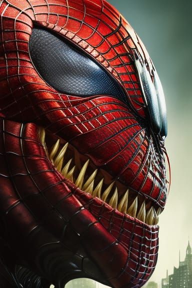 Hyperdetailed Venom Spiderman Portrait in Digital Art Style