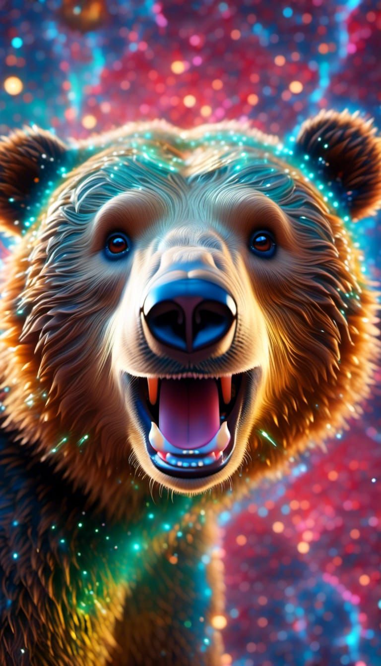 Bear Cub in Hyperspace: Digital Art Masterpiece