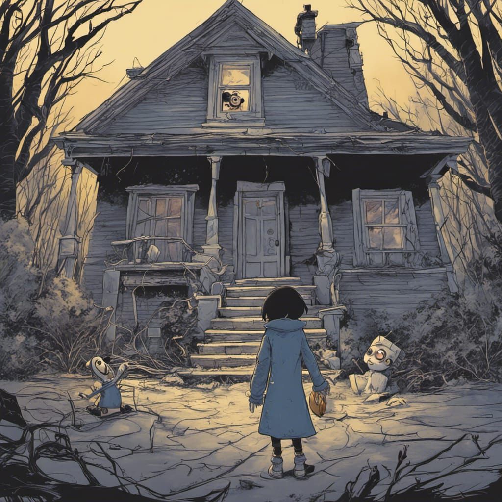 Sinister Coraline Portrait in Dark Style