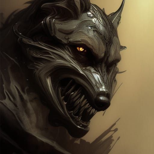Creepy Werewolf Portrait in Hyperdetailed Dark Art Style