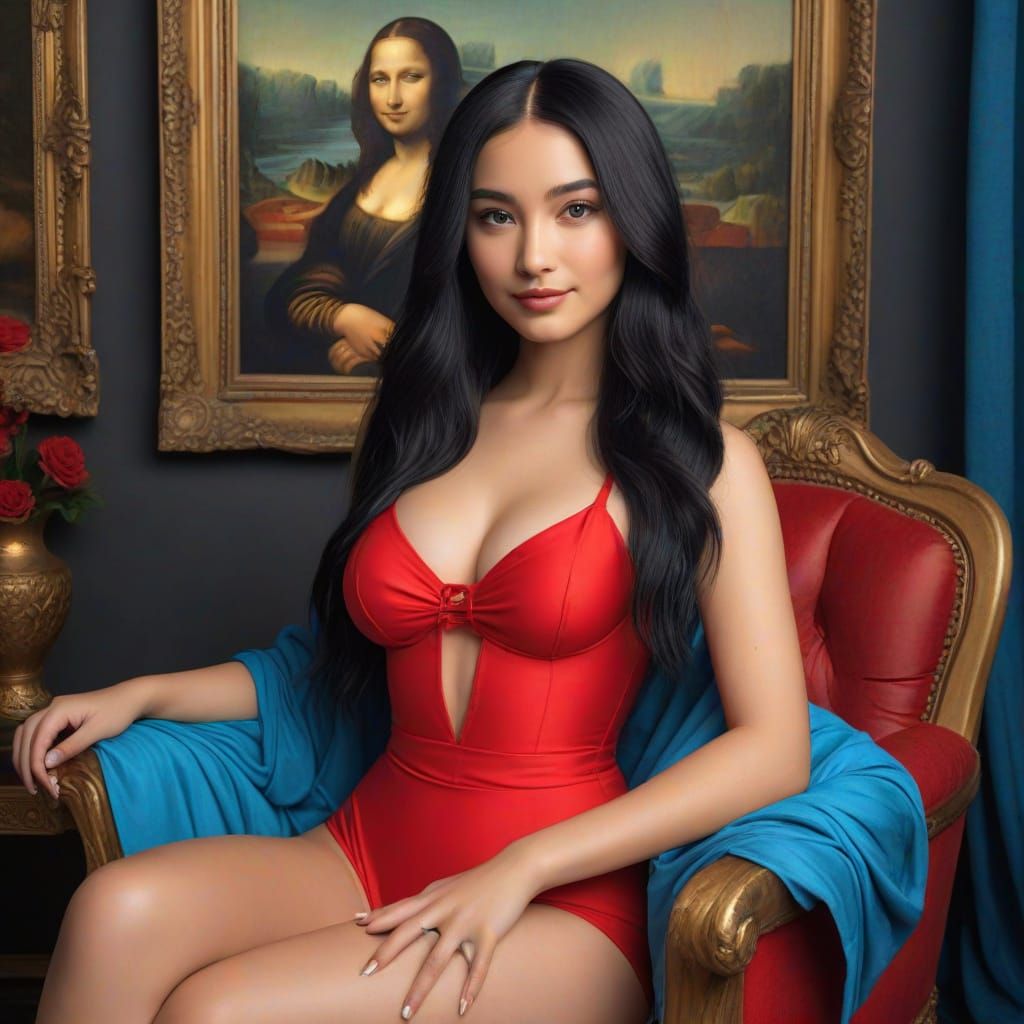 Modern Mona Lisa in Bikini: A Digital Portrait