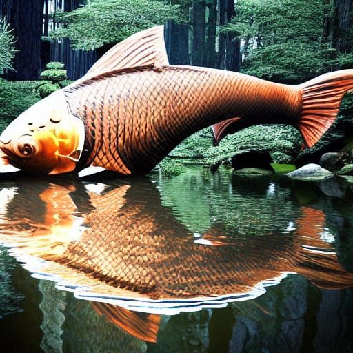 Giant Koi Fish Patronus in Eerie Forest