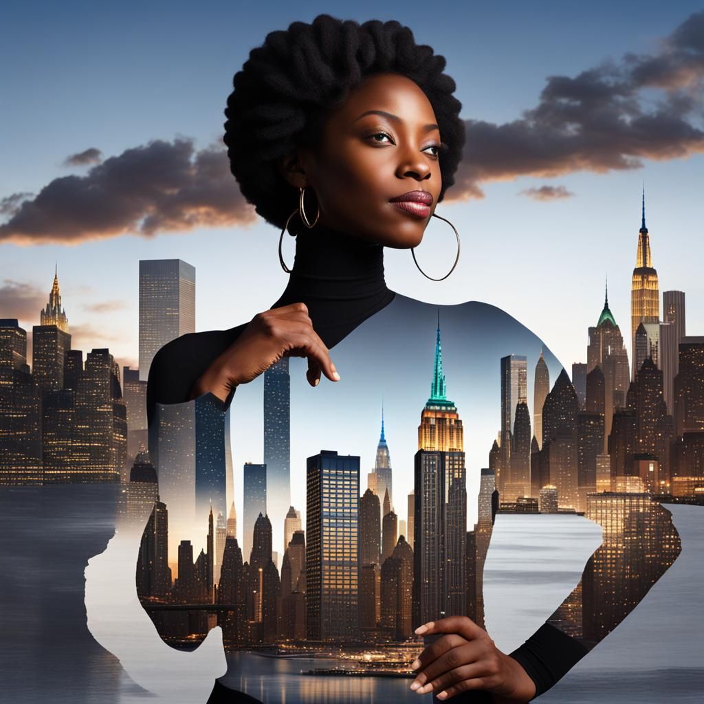 New York Skyline Integrated into Woman's Silhouette