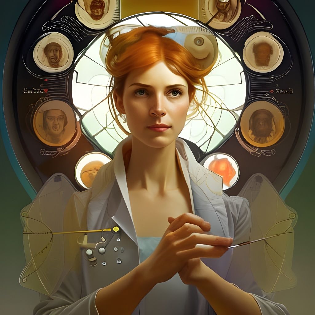 Doctor in Lab Coat Art Nouveau Illustration
