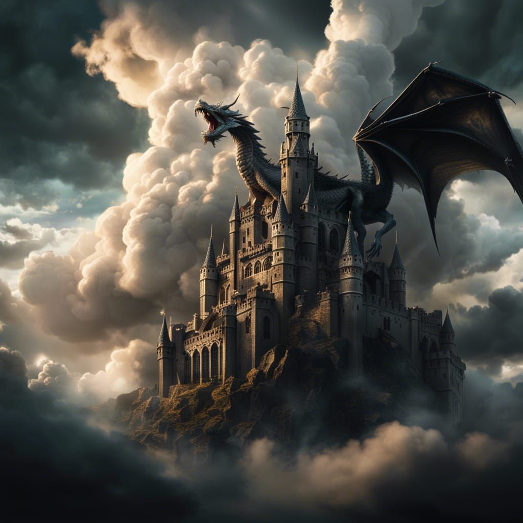 Gothic Dragon Castle in the Sky