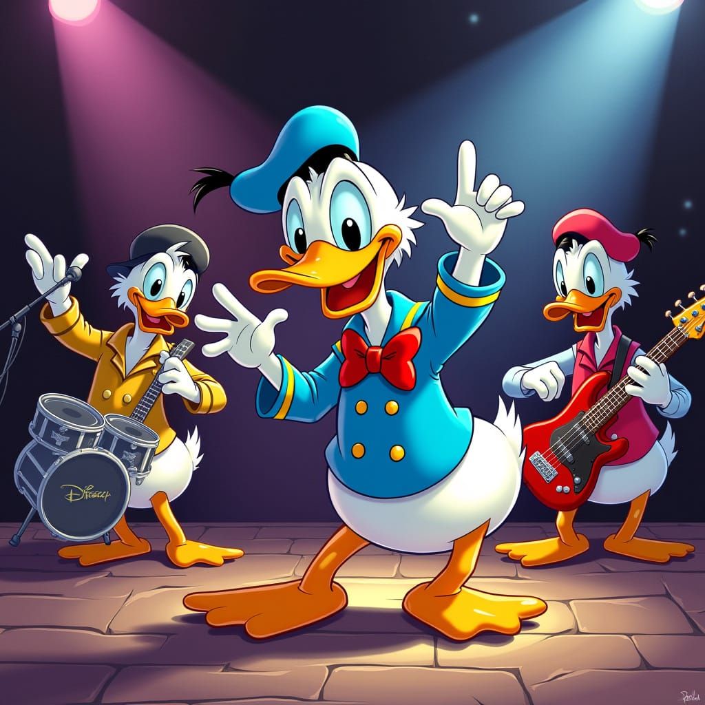 Donald Duck on Vinyl in Retro Style