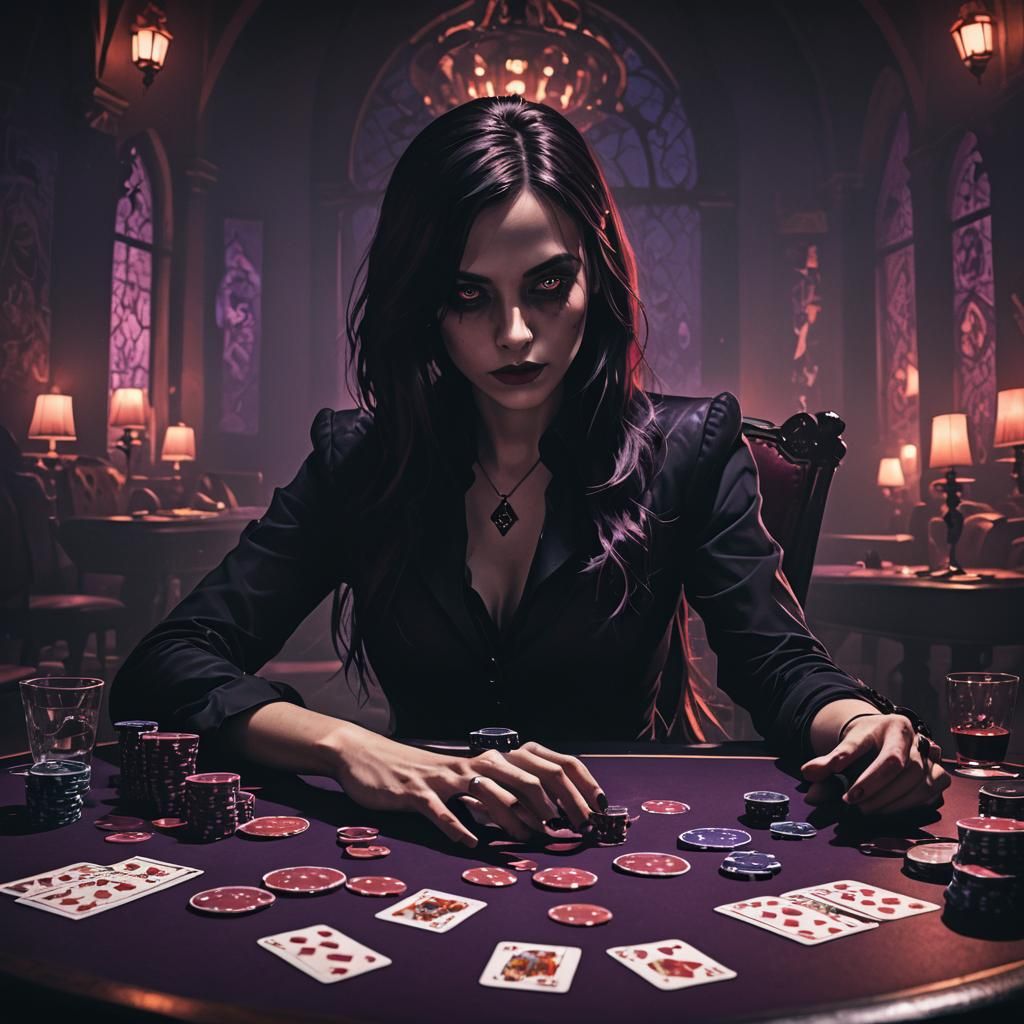 Ominous Blackjack Table in Dark Fantasy Style