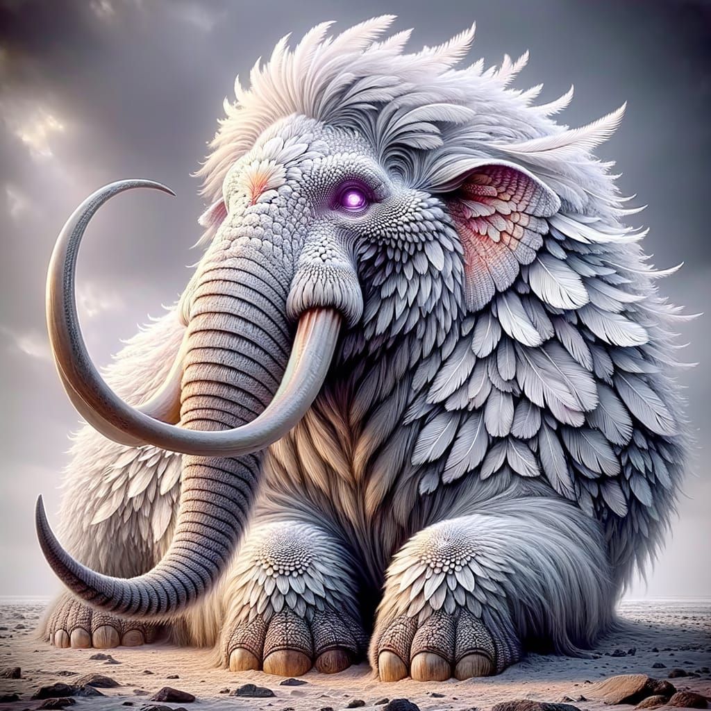 Colossal Feathered Mammoth in Majestic Splendor