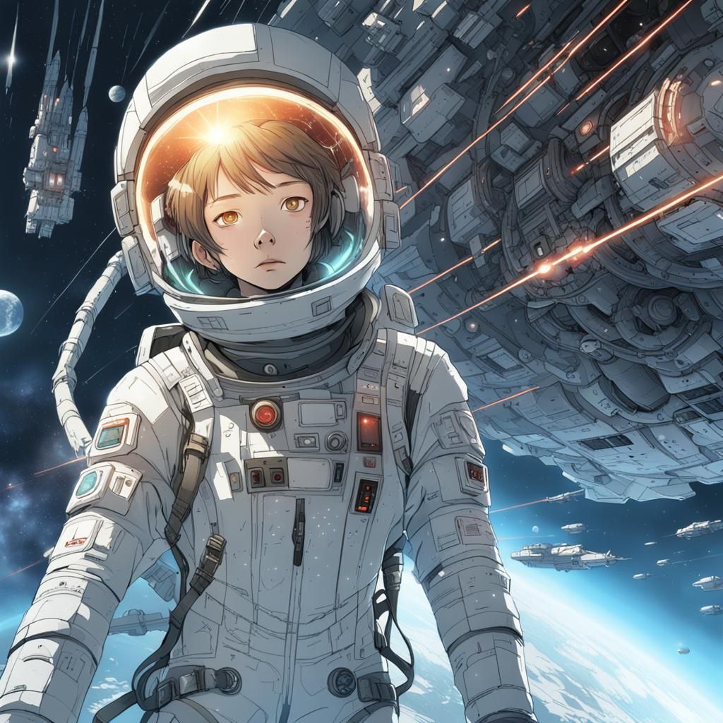 Girl in Spacesuit in Gigantic Sci-Fi Ship