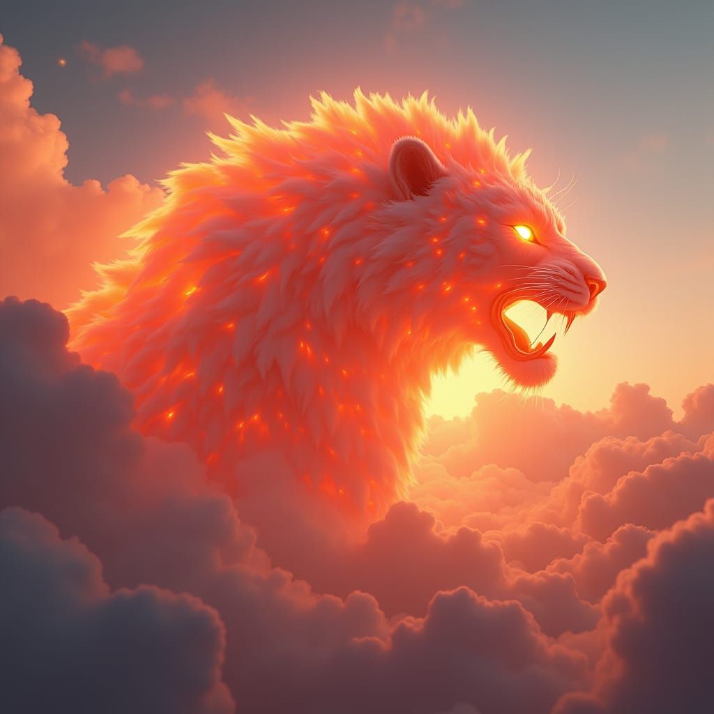 Cloud Tiger Ablaze in Fiery Sunset: Unreal Engine