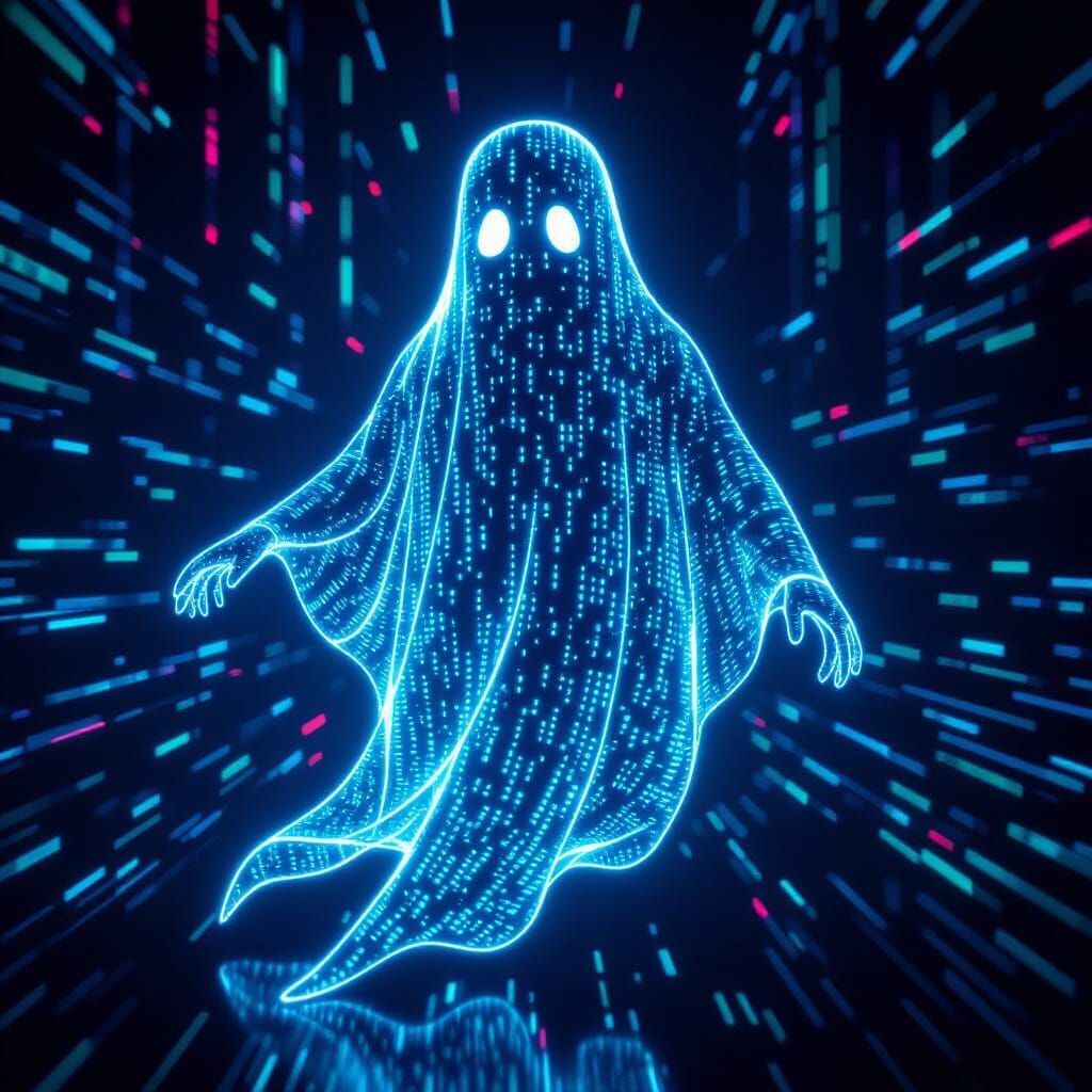 Ethereal Code Ghost in Digital Void