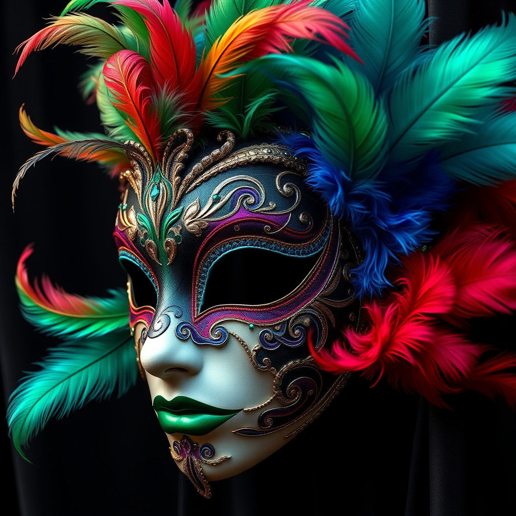 Opulent Venetian Mask in Surreal Baroque Style