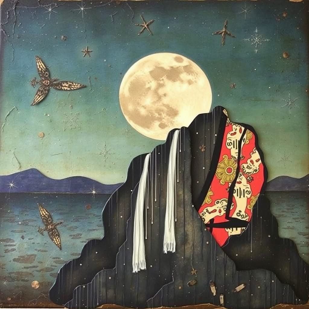 The Moon Falls: Iranian Art Collage
