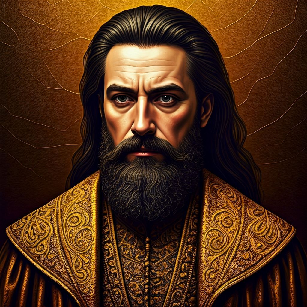 Hasidic Prince with Gold Robe and Stained Glass Effect