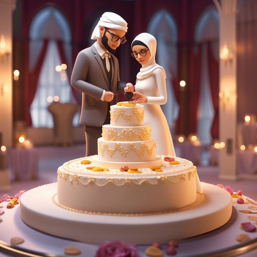 Luxurious Wedding Cake Cutting: 3D Game Cinematic