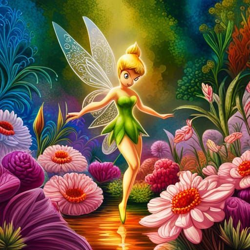 Tinkerbell in a Hyperrealistic Garden of Eden