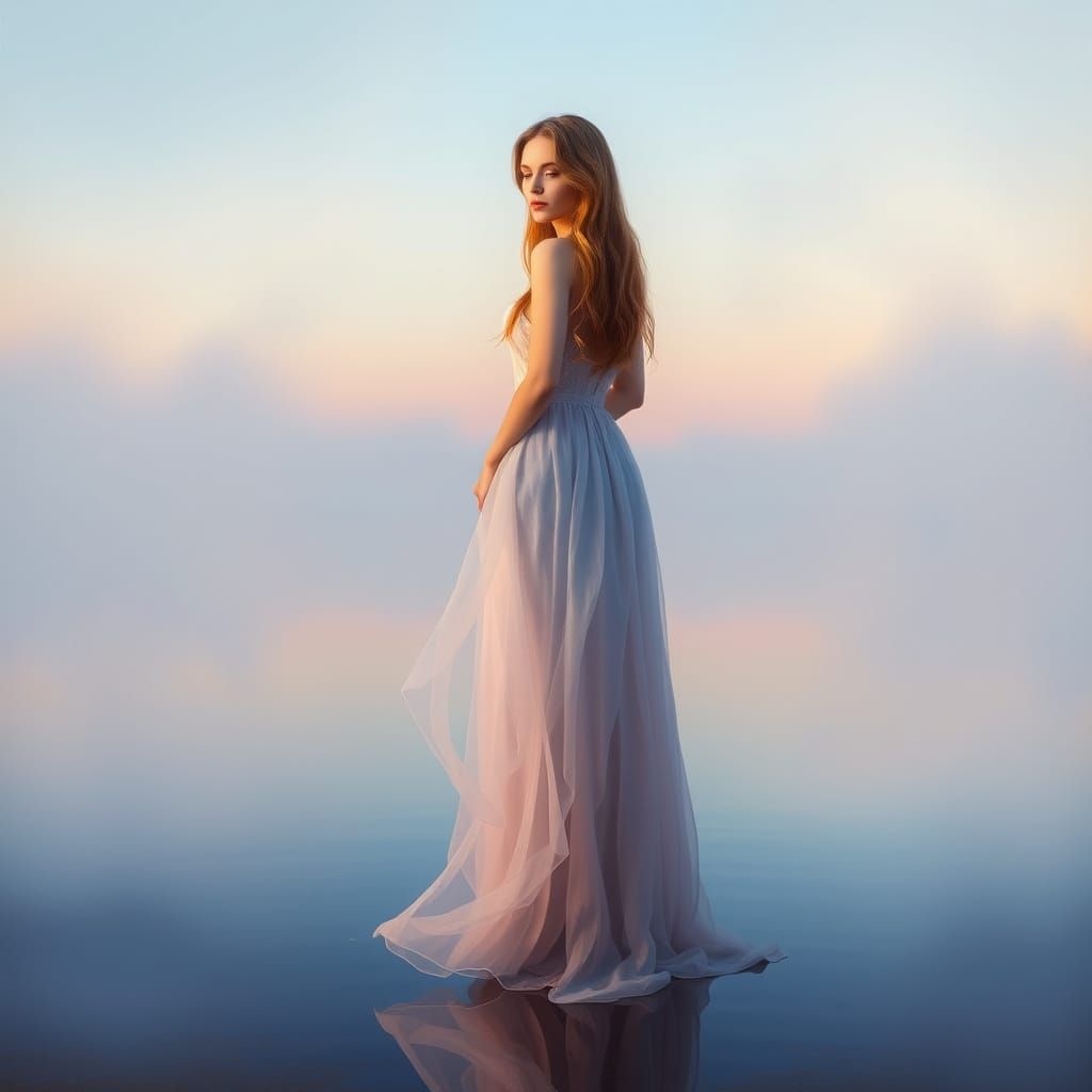 Serene Twilight Goddess Emerge from Misty Veil