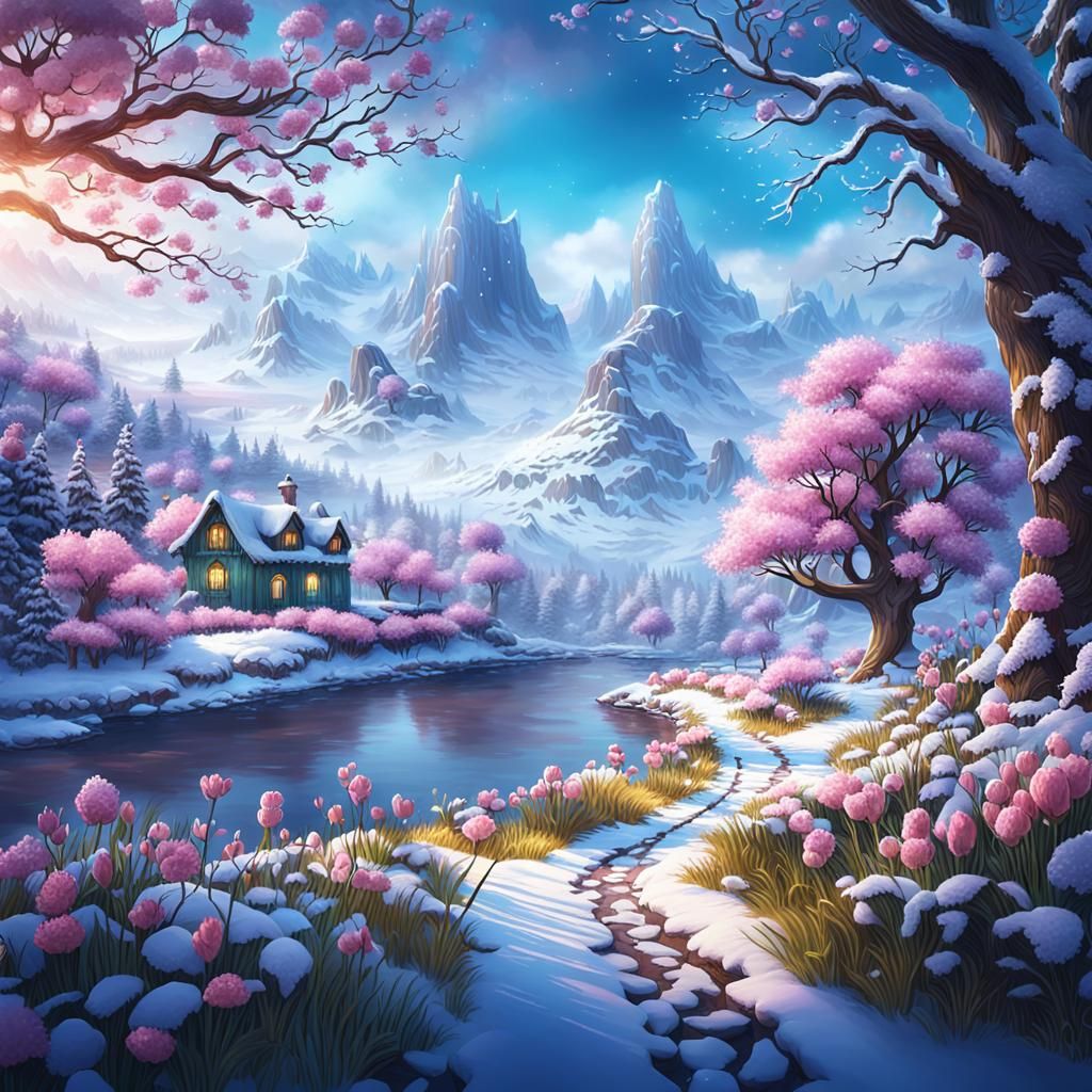 Winter to Spring Transition in Detailed Matte Painting