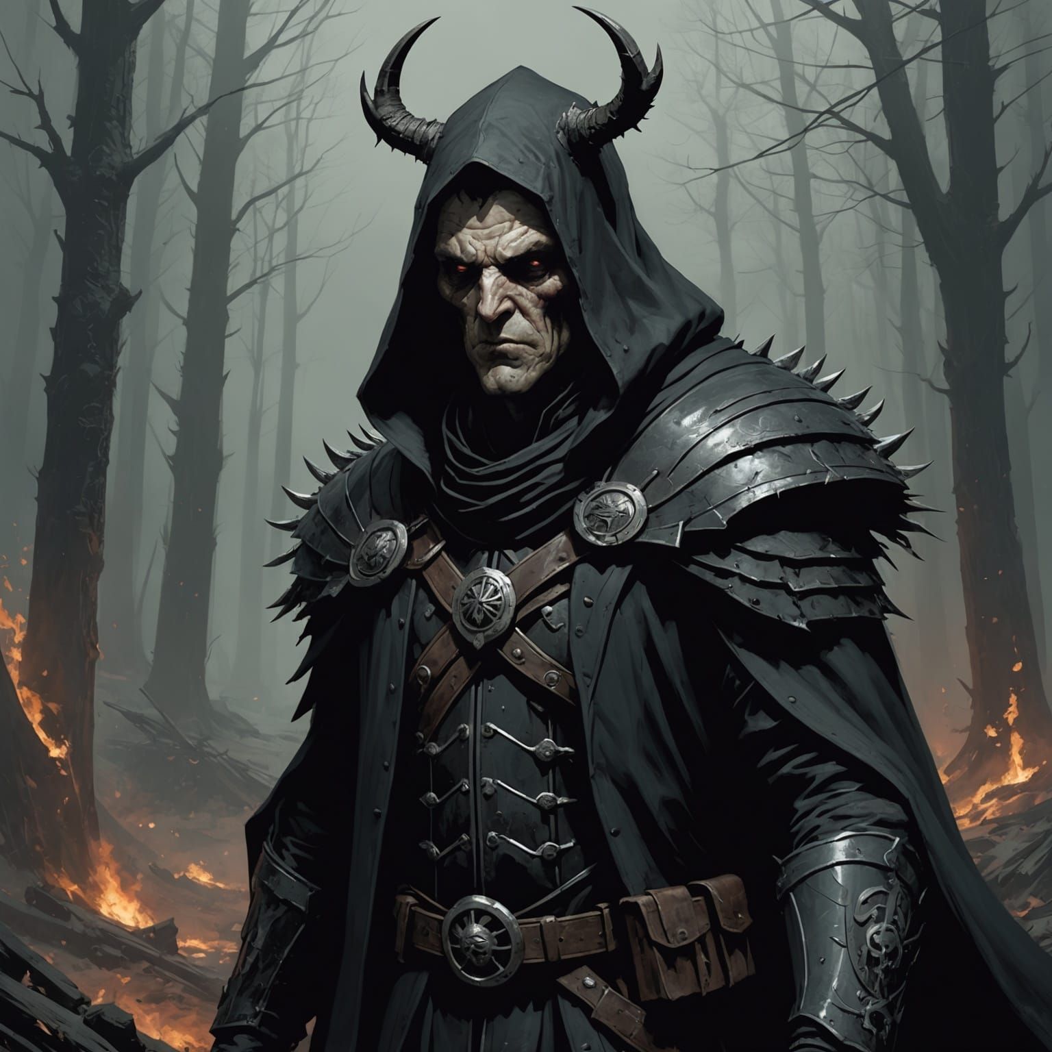 Grimdark Fantasy Character in Gothic Style