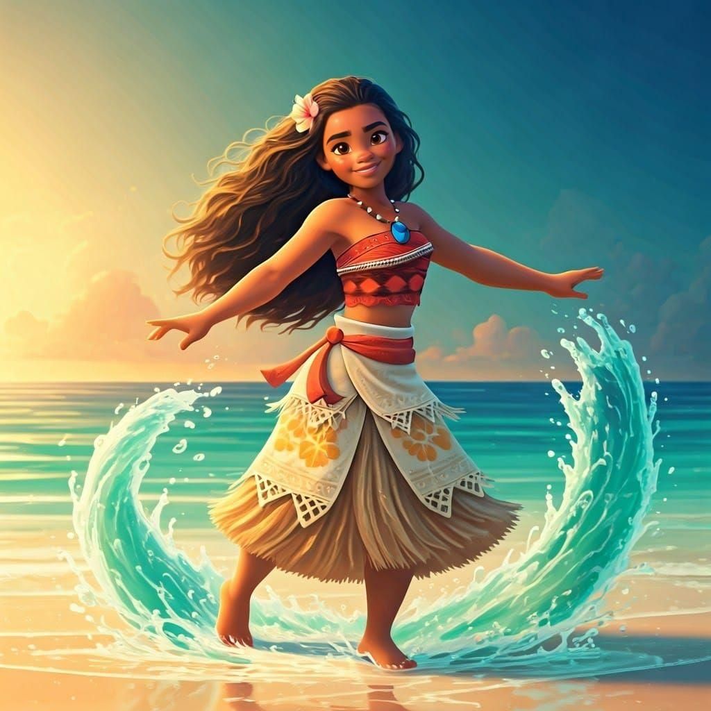 Disney's Moana Dancing in Swirling Water
