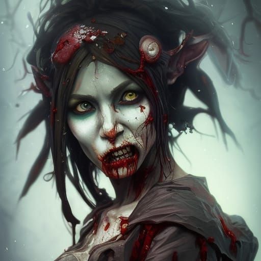 Hyperdetailed Zombie Elf Portrait in 8K