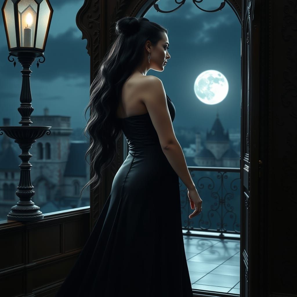 Vampire Queen in Gothic Moonlight, Dark Fantasy