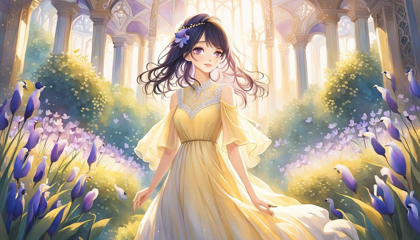 Fantasy Garden Scene in Whimsical Style