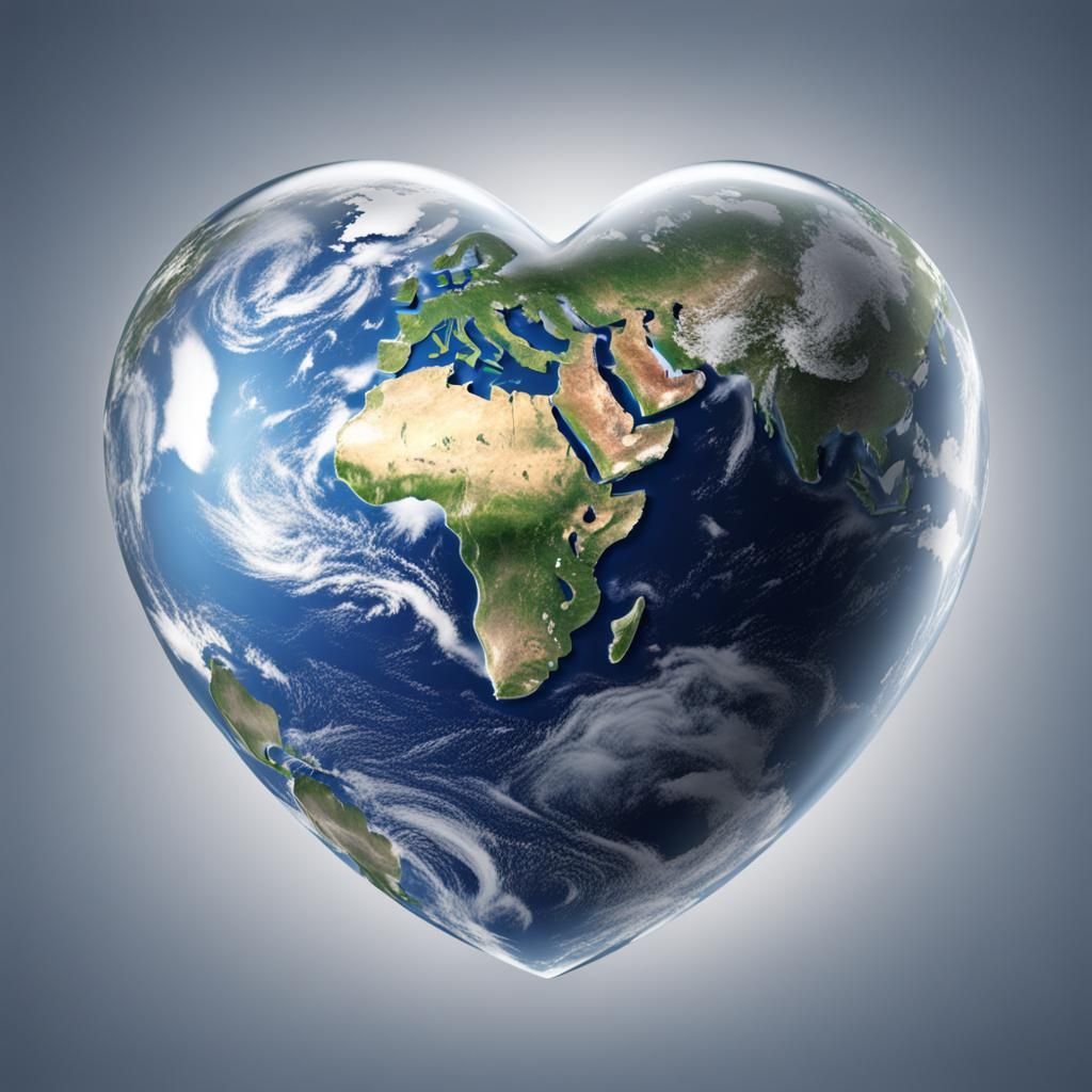 Earth Encased in Heart-Shaped Crystal