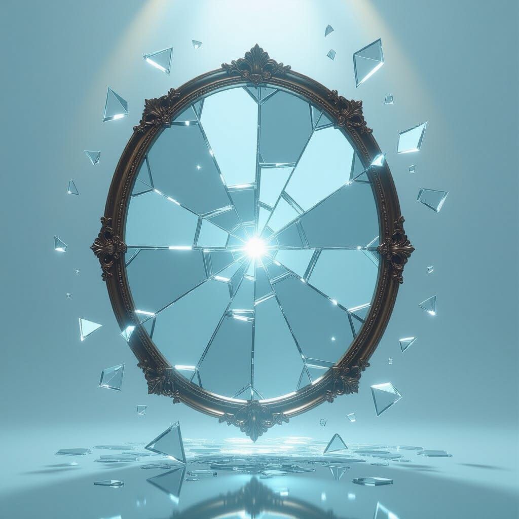 Broken Mirror Shards in Surreal Photorealism