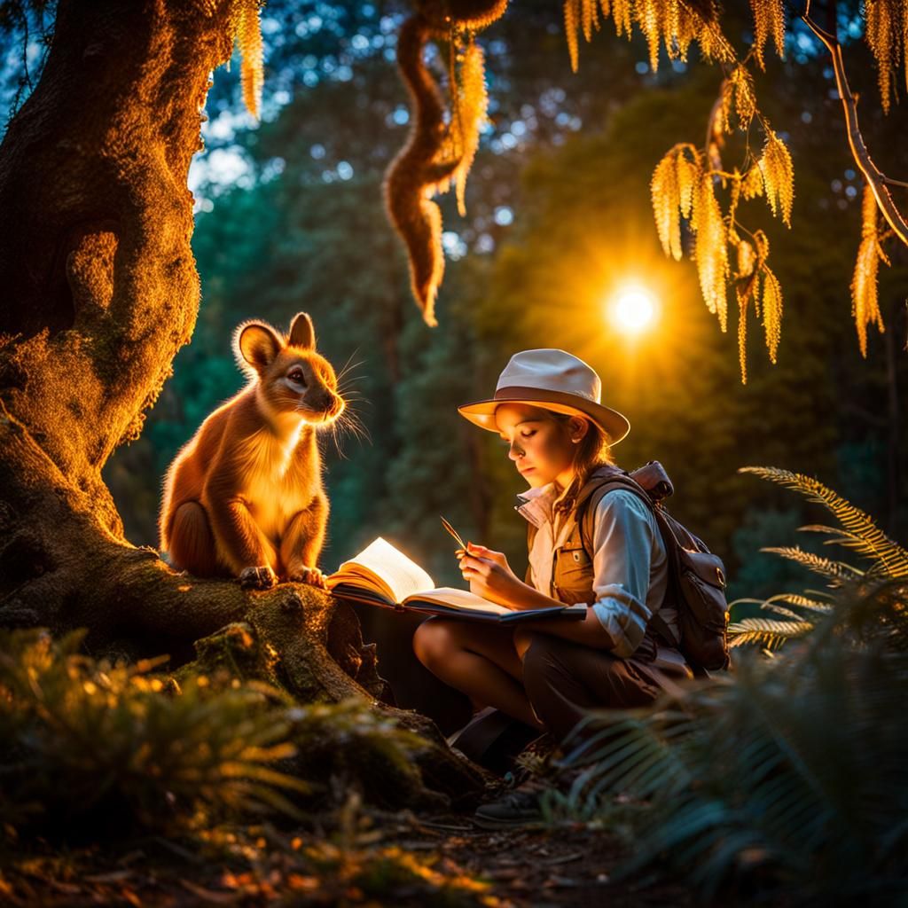 Fantasy Safari in Enchanted Forest at Golden Hour