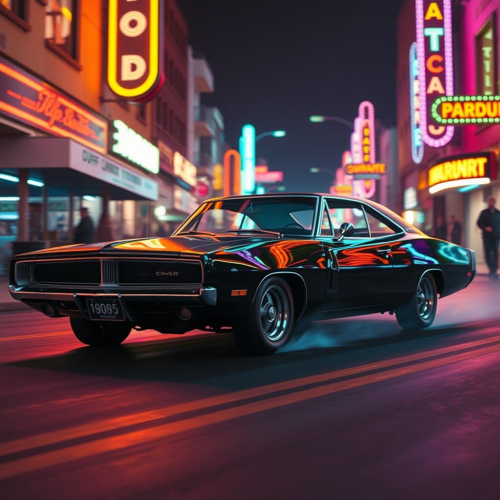 1969 Dodge Charger in Cyberpunk Neon Night