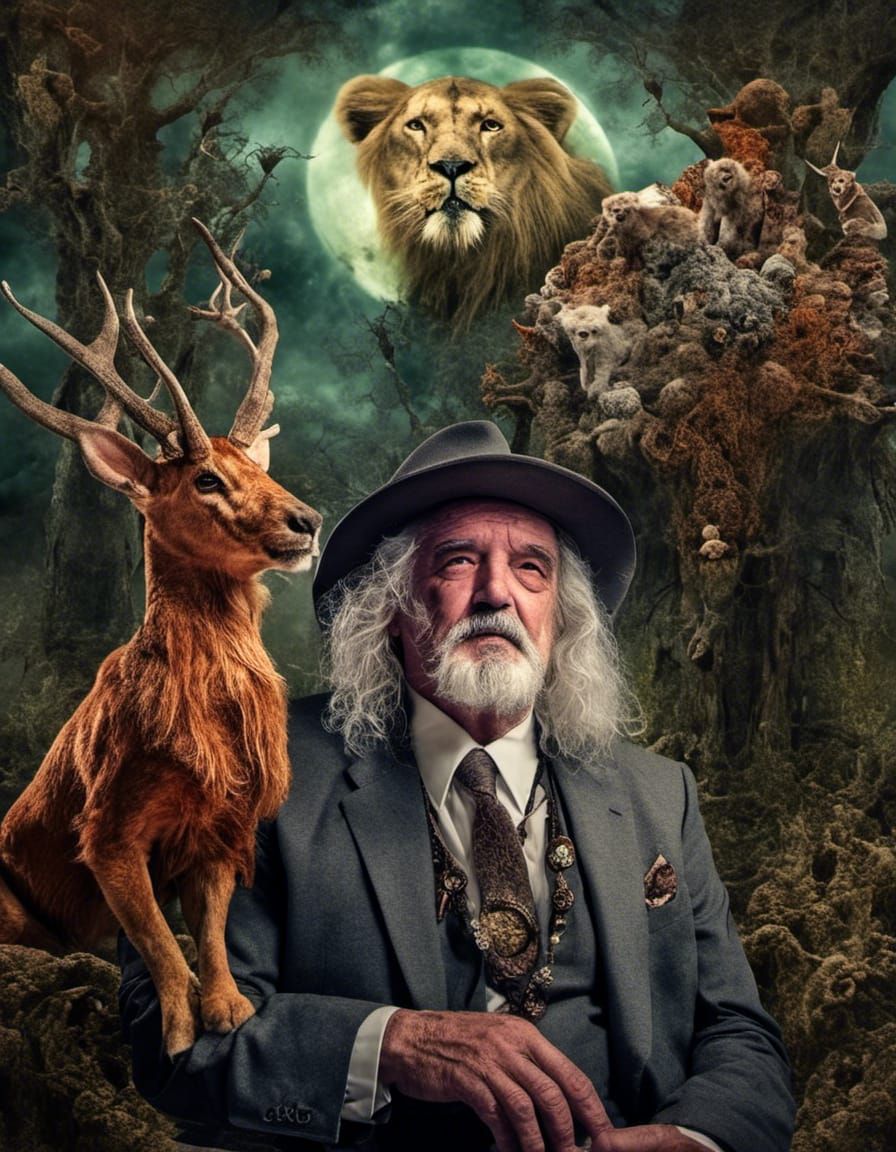 Wizard and Elfen Queen in Surreal Dreamscape