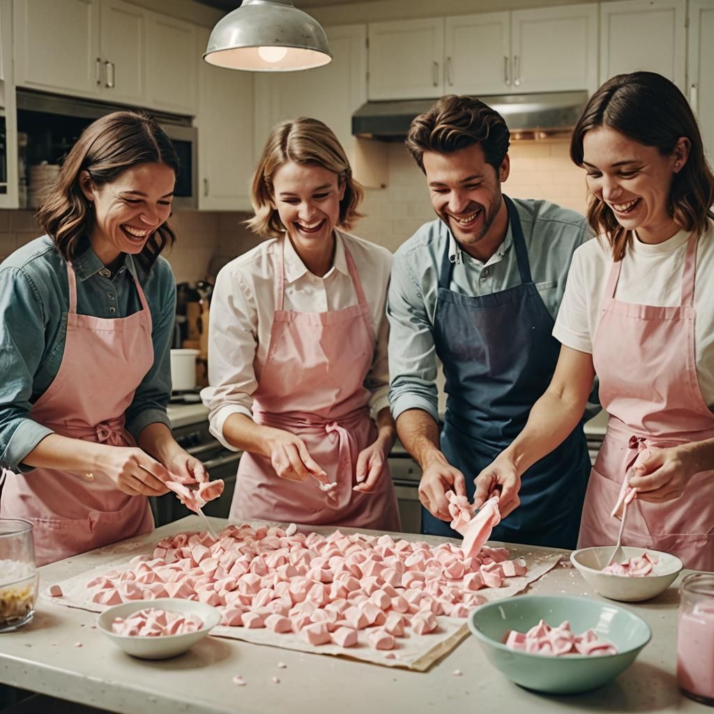 Friends Making Taffy at a Cooking Party