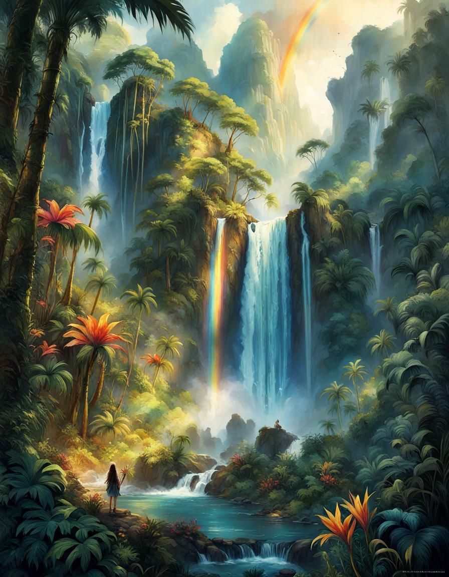 Waterfalls in a tropical forest