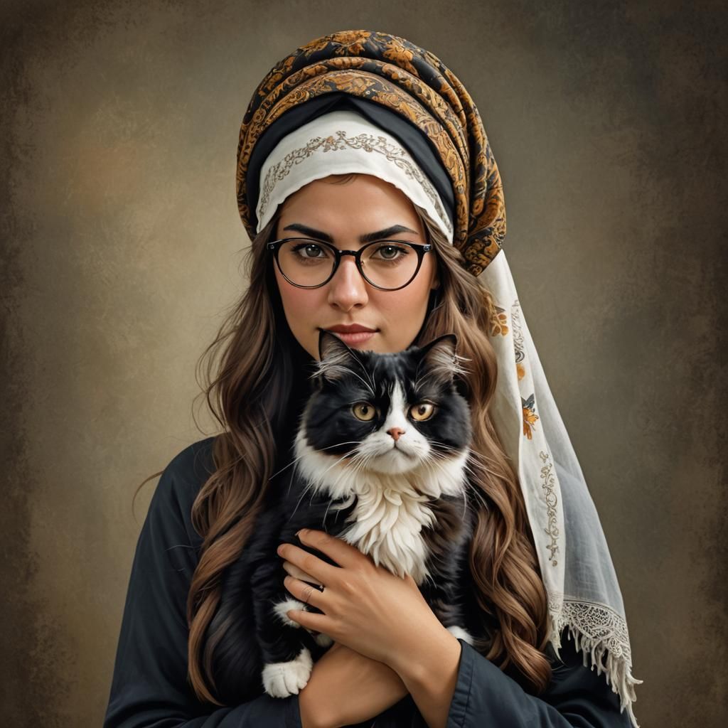 Girl with Calico Cat: Fantasy Concept Art