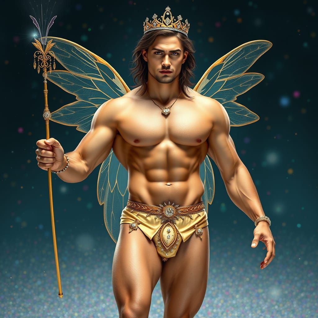 Fantasy Man with Wings in Photorealistic Style
