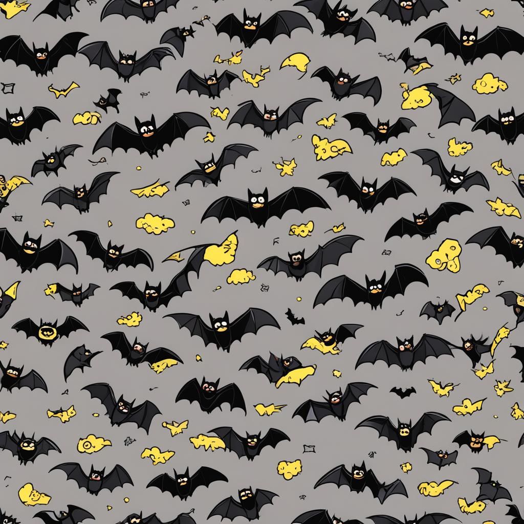 Cartoon Bats in Flight at Night
