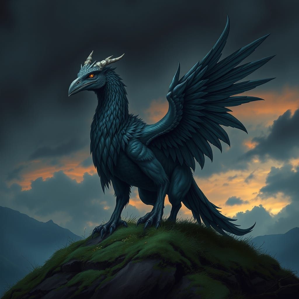Majestic Hippogriff Buckbeak Portrait in Dark Cinematic Styl...