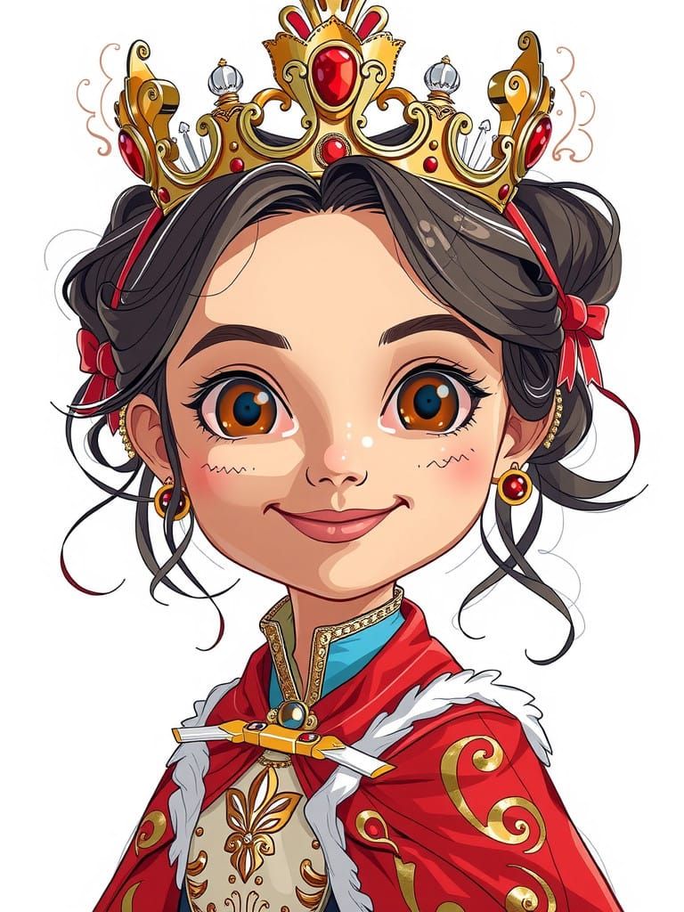 Humorous Cartoon Queen Mascot in Bold Vector Style