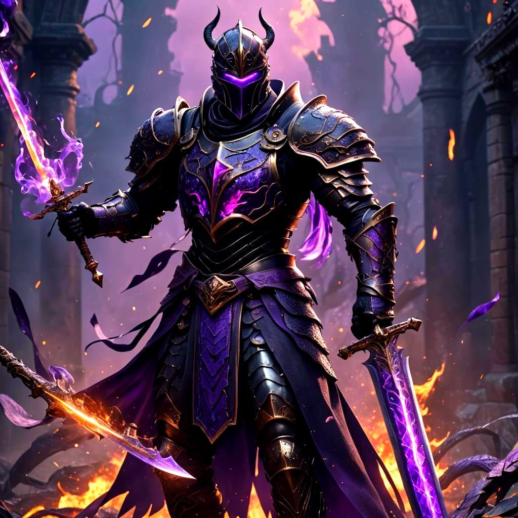 Snake Knight Supervillain with Fiery Sword