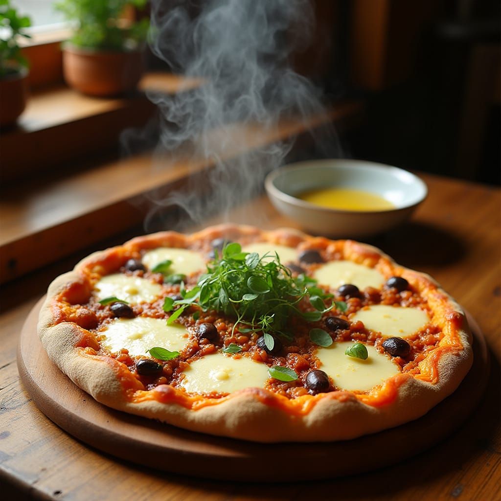 Natto Pizza with Melted Cheese, Pop Surrealist Style