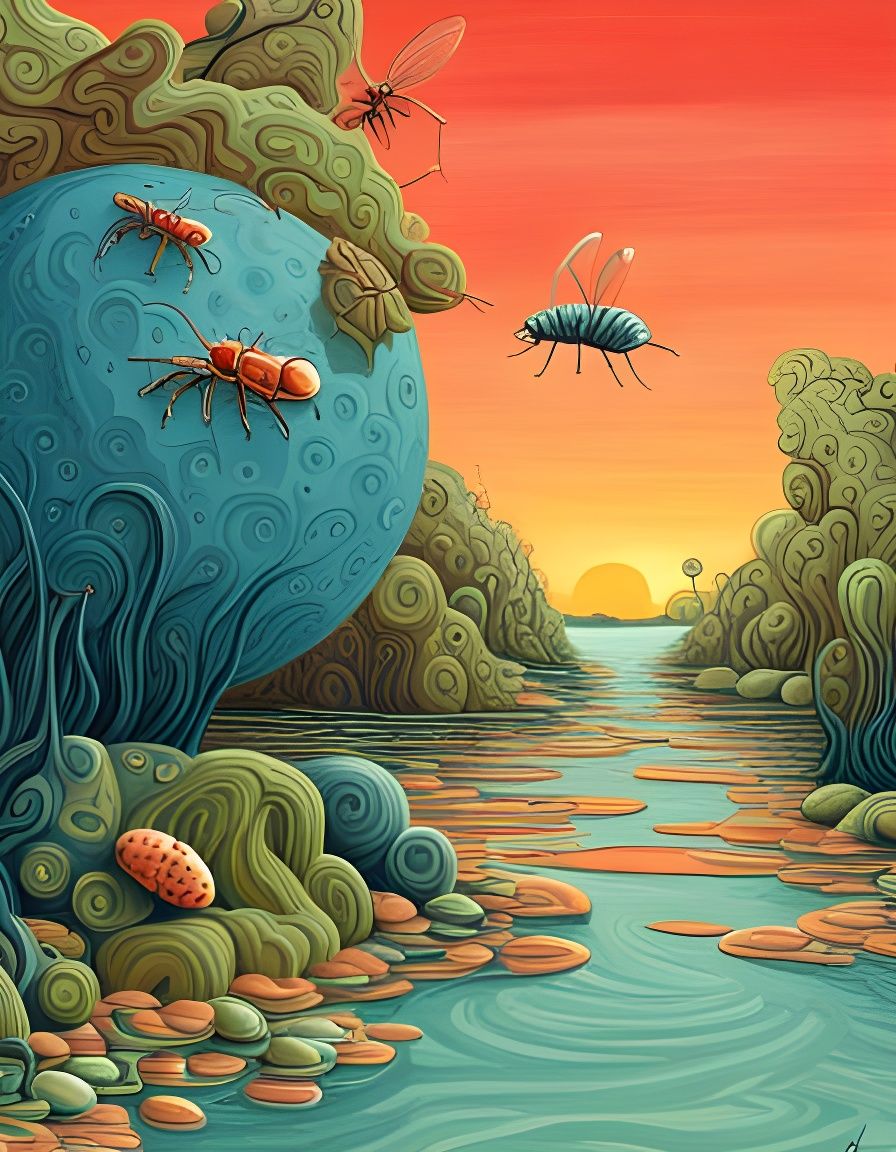 Surreal Alien Flood with Giant Insects