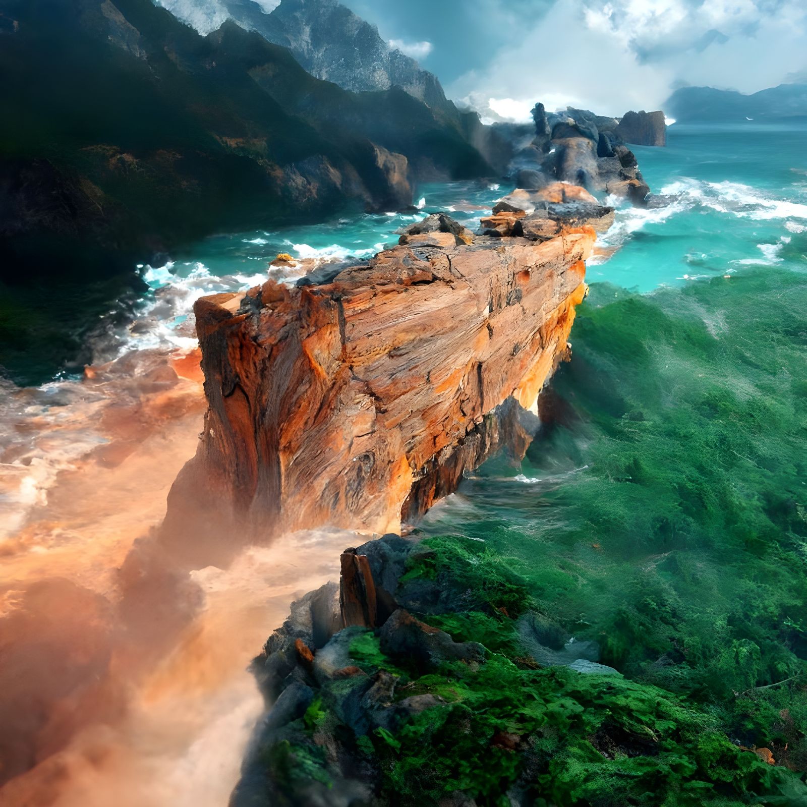 Coastal Cliff Wave in Hyperdetailed 8K Resolution